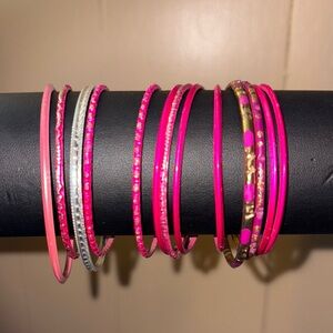 Pink and Silver Bangle Set